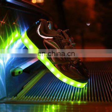 Wholesale Shining Mirror Finish PU Leather Street Dance Night Club LED Shoes photo-6