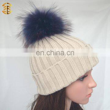 Custom Winter Warm Ribbed Wool Knit Slouchy Beanie Women Hat