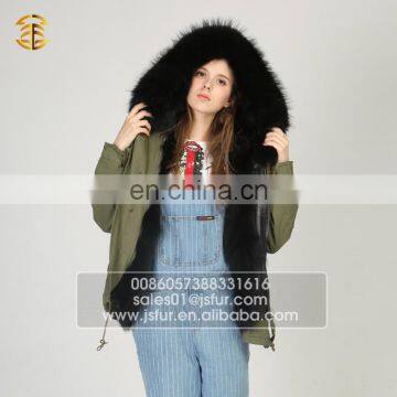 Women's Detachable Winter Collar Raccoon Fur Coat