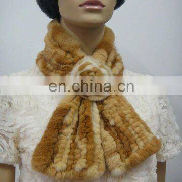 3159# Genuine Rabbit Fur Knitted Scarf