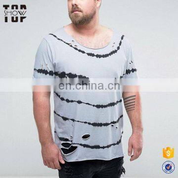 China product plus size clothing distressed tie dye print t-shirt with print