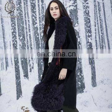 Luxury Fur Woolen Jacket Long Style Lamb Fur Woolen Coat New Collection Winter Ladies Fur Dress