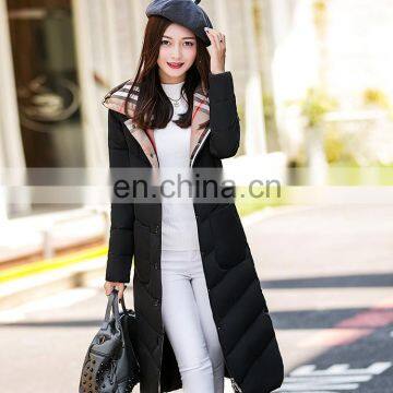 S1002 New Long Section of the Knee Slim Was Thin Hooded Large Fashion Warm Down Jacket Cotton Jacket S1002