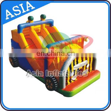 Big Car Speedway Inflatable Bouncy Castle Dry Slide With Free Blowers , Inflatable Car Theme Slide