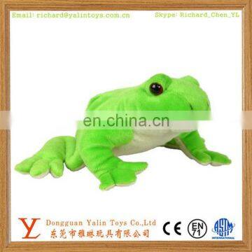 Realistic plush stuffed green frog toy