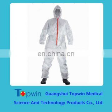 Disposable white PE PP SMS non-woven isolation gown