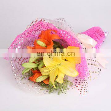 2015 Best Selling Products Bronzing Organza Tolle Flower Wrapper Packing