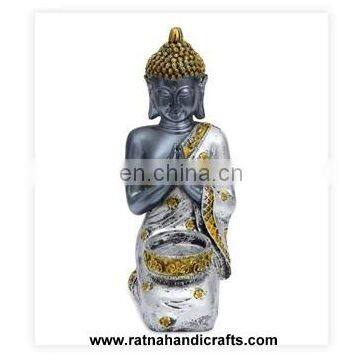 Welcome Buddha with Candle Stand Poly Resin Statue