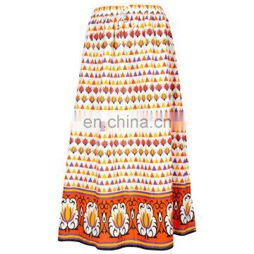 TRIANGLE PRINT LONG PANEL SKIRT MIX COLOR 100% COTTON