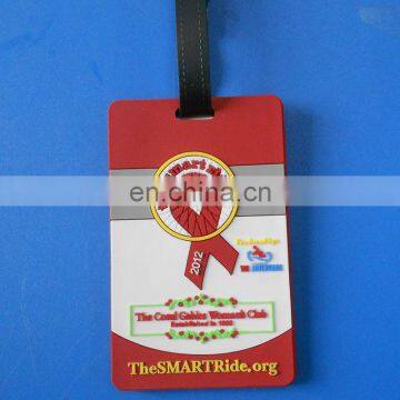 custom red ribbon luggage tag Aids awareness gift travelling pvc luggage tag