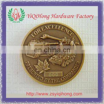 3D gold military challenge coin for Excellence