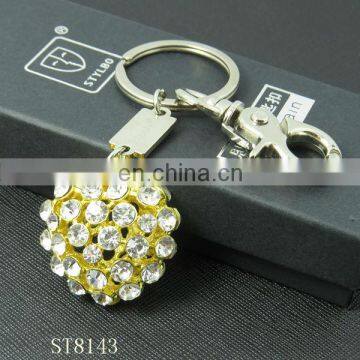 Fashion Heart Shaped Metal Keychain with Crystal Diamond for Wedding Gift