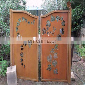 Artificial rusty red corten steel metal plant gate for garden