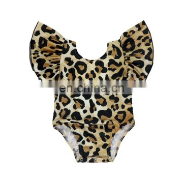 Leopard Print Infant baby girl Ruffle romper baby girl romper wholesale price