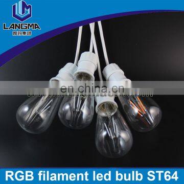 E27 Base ST64 Led Bulb Filament ST64 B22 Led Filament Bulb ST64 Rgb Led Colors Light E26 photo-6