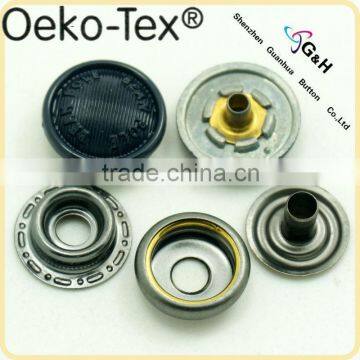 zinc alloy cap brass snap button gun metal color