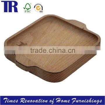 OAK bread Square Tray,Food Tray Plate with handle,Natural Fruit Tray Plate