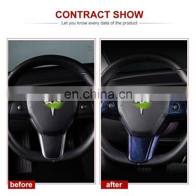 Carest Model3 Car Steering Wheel Interior Trim For Tesla Model Y 3 Decorative Accessories Starry Sky Gradient Model Three 2020 photo-2