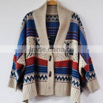 100% Cotton Winter Coat Sweater Warm Cardigan Sweater for Lady