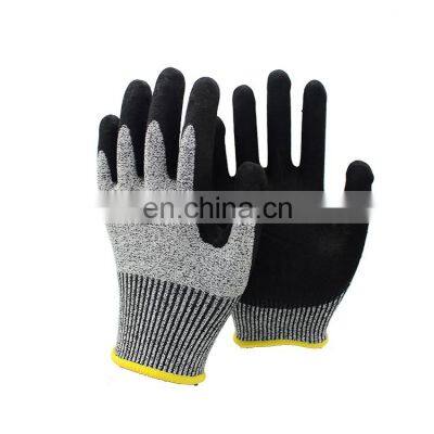 13 Gauge HPPE Sandy Nitrile on Palm Anti Cut Work Gloves EN388 2016