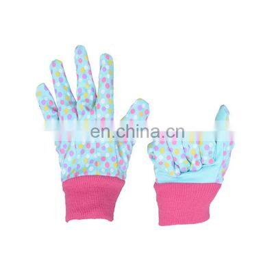 HANDLANDY Hot sale PInk Floral Pattern Cotton palm lovely floral garden gloves for garden digging