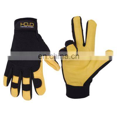 HANDLANDY Best Seller Yellow Dexterity Utility Deerskin Work Driver Gloves Light Duty Work Leather Hand Gloves For Men Women