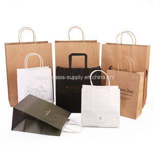 Cheap custom kraft paper bags with handle for food recycled paper packaging bags