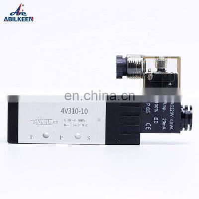 4V Series Electric 5/2 Way Single Coil New Black Body Solenoid Pneumatic Air Control DC12V 24V Automatic Air Valves