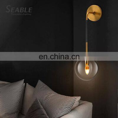 Wholesale Decoration Indoor Glass Metal Bronze Smoke Grey Bedroom Living Room Modern Wall Lamp photo-5