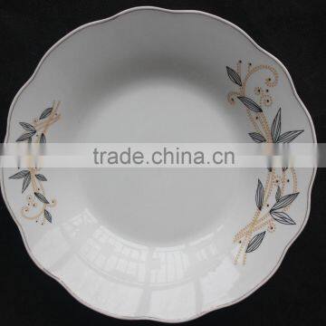 Porcelain Soup Palte With Cut Edge Shape Supply for BANGLADESH Ceramic Soup Palte With Decal and Line photo-3
