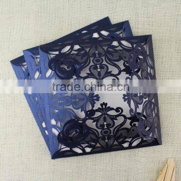 Guangzhou Factory Blank Wholesale Royal Blue Laser Cut Invitation Letter photo-5