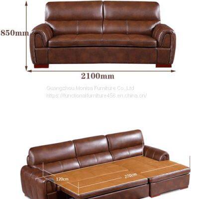 Folding Sofa Bed Modern Minimalist Functional Corner Combination Leather Art Living Room Furniture Storage Sofa Bed photo-5