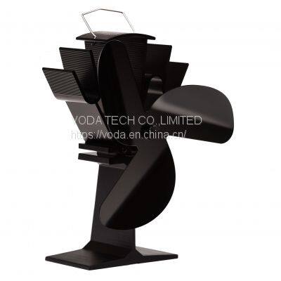 Black 3-Blade Mini Heating Hot Air Eco Pellet Gas Stove Heater Burner Fireplace Fan