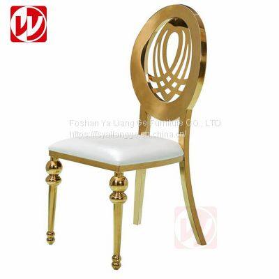 Wholesale Stacking Gold Stainless Steel Dining Chair Wedding Banquet Hall Chairs