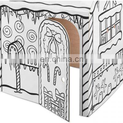 Custom Printed Children Toys For Art & Craft Diy Doodle House Coloring Indoor for Kids Cardboard Playhouse photo-4