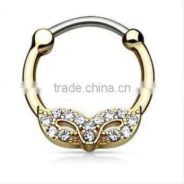 Masked Ball GEM 316L Surgical Steel Septum Clicker Nose Piercing Body Jewelry photo-2