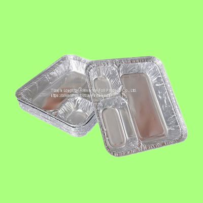 1200ml 3 Compartment Take Out Grid Food Foil Tray