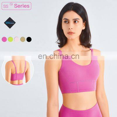 High Quality Adjustable Cross Back Sports Breathable Bras Tik Tok V Neck Yoga Tops