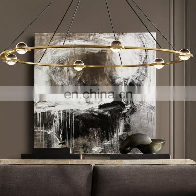 Light Luxury Modern Eclatant Round Brass k9 Crystal Glass LED Chandelier Restaurant Living Room Villa Home Decor