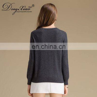 Patchwork Pattern Winter Pullover 100% Cashmere Crew Neck Women Knitwear Sweater photo-6