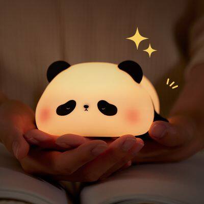 Factory customization silicone night light panda Usb Rechargeable Table Led Lamp Night Light Silicone Night Lights For Kids Room