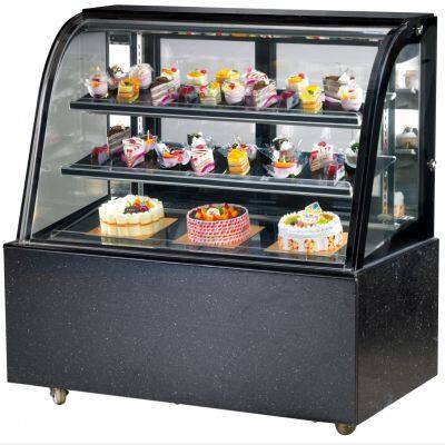 Refrigerated Marble body curved glass cake display showcase