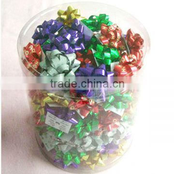 100pcs/PVC Popular Colorful Iridescent Ribbon Star Bow for Gift Decoration