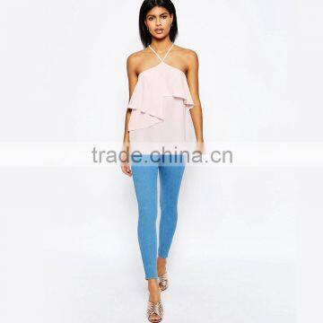 Sexy Lady Blouse Designs Fashion Girls Party Wear Tops With Pink Color photo-4