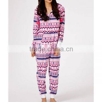 Factory design casual fleece hoodies pattern ladies onesie