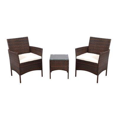 Modern Design 3-Piece Outdoor PE Rattan Garden Coffee Set Factory Direct Delivery Courtyard Portable Garden Sofa Set photo-3