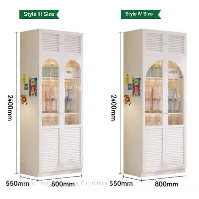 Bespoke Glass Front Metal Cupboard forCreative Offices, Classic White, 2.4m High-end Display Storage with High Capacity 60KG Laminate