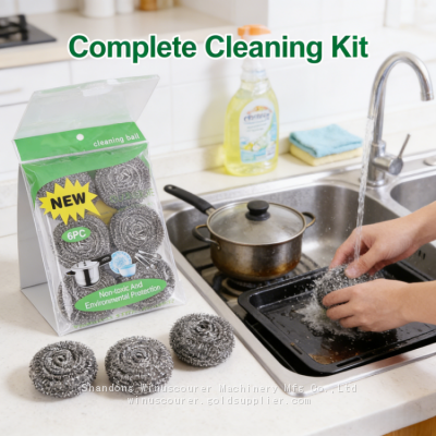 High Quality 6pcs Stainless Steel Scourer for Kitchen Clean photo-3