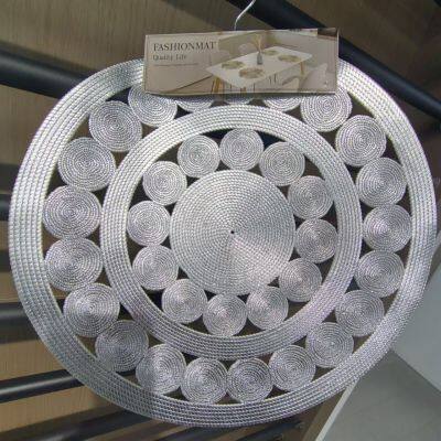 Антискользящие термоустойчивые мытьевые виниловые настольные салфетки для кухни и столовой. Прекрасные виниловые серебристые круглые салфетки для блюд