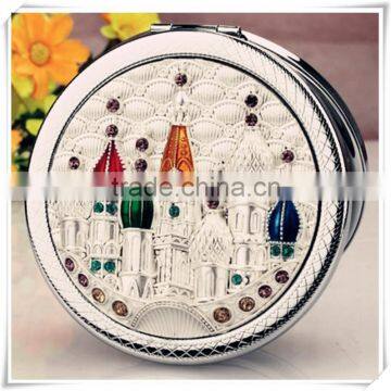 high quality classical hollow-carved polished metal compact mirror